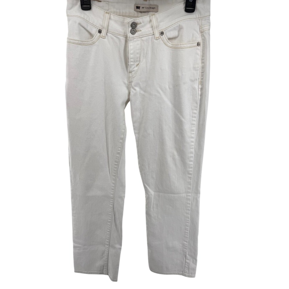 Levi's 529 Curvy Straight‎ Jeans Womens White Double Button Mid Rise 30x32